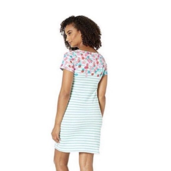 Joules Midi Dress Size 8 Cotton Riviera Abstract Jersey Dot Green  Stripe Tshirt - Picture 2 of 6